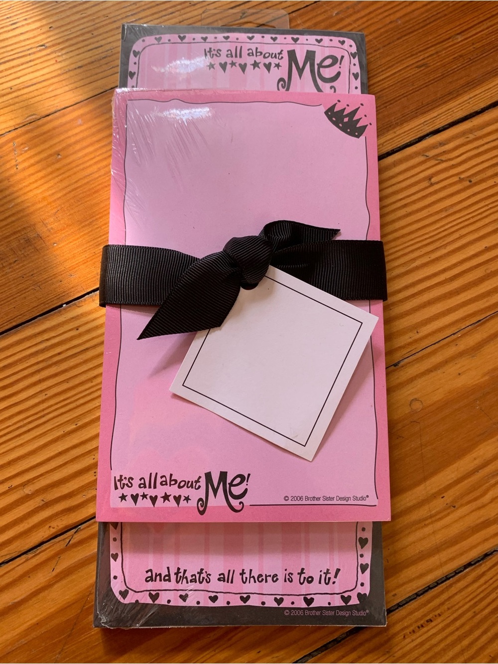 Pink 'It's All About Me' Notepad Set with Black Ribbon NWT!